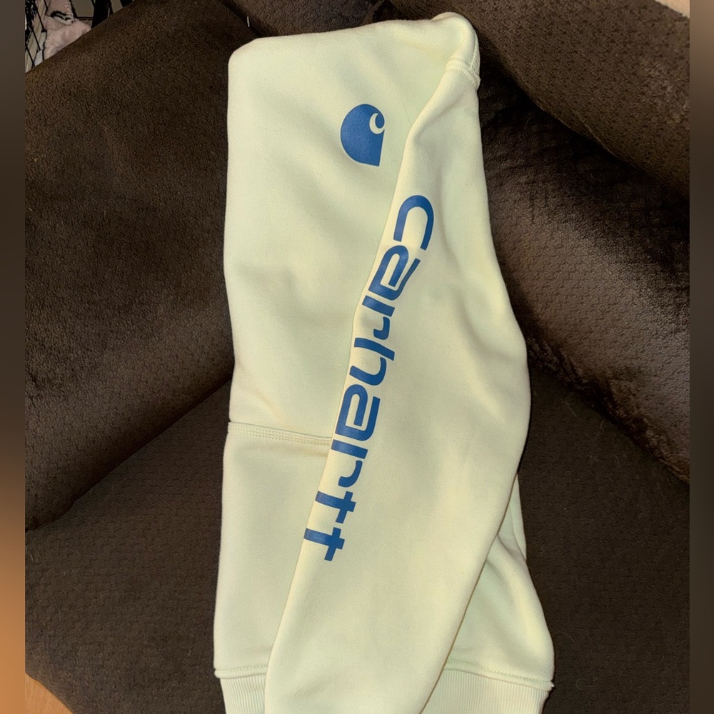 Carhartt women’s logo hoodie. Barely worn, excellent condition.